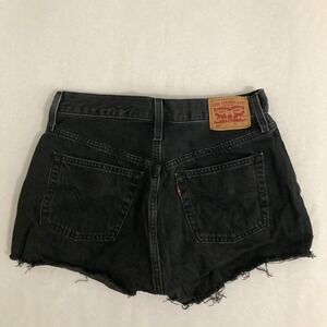 Levis 501 Cut Off Shorts Jorts Women Size 29 Black Denim Buttonfly Boho Festival